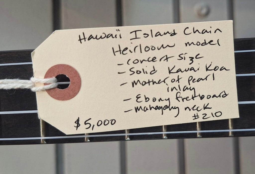 Hawaii Island Chain - Heirloom, Solid Kauai Koa, Concert, Ebony Fret board #210