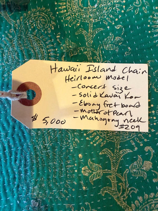 Hawaii Island Chain Concert Ukulele - Solid Koa, Ebony Fretboard, Mother of Pearl, Mahogany neck #209